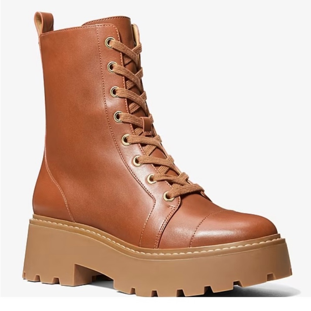 Michael Kors Blake combat boots 7.5 color luggage